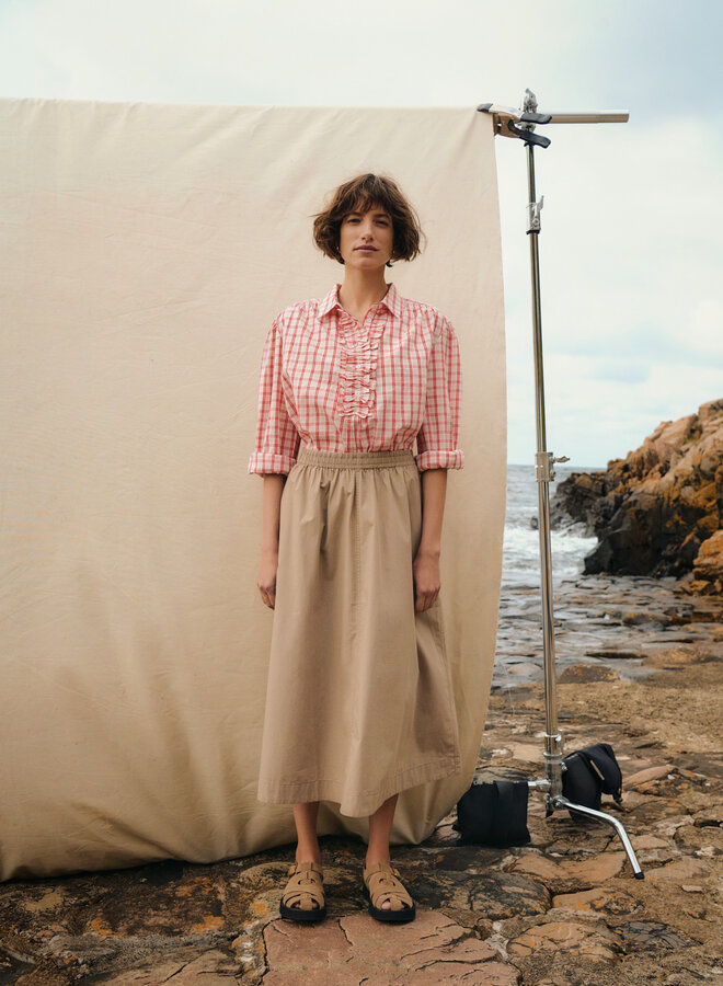 Jupe midi Part Two Asmina à taille élastique beige