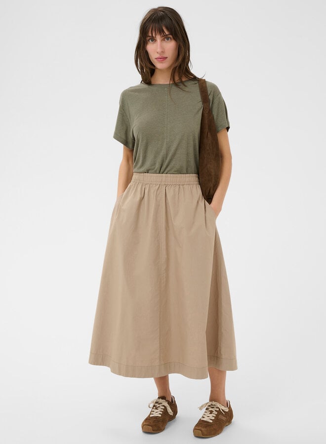 Jupe midi Part Two Asmina à taille élastique beige