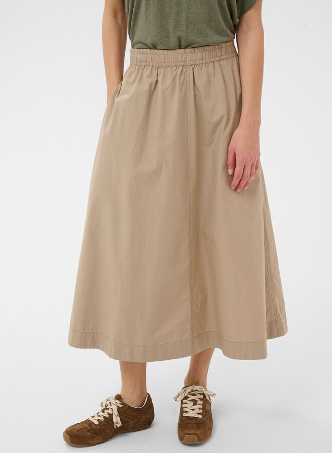 Jupe midi Part Two Asmina à taille élastique beige