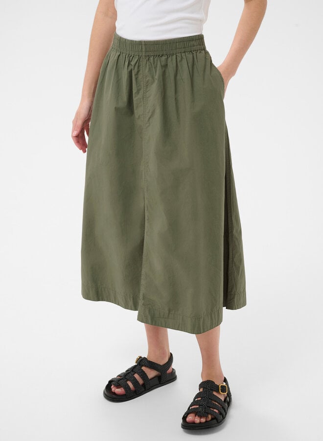 Jupe midi Part Two Asmina à taille élastique vert olive fumé