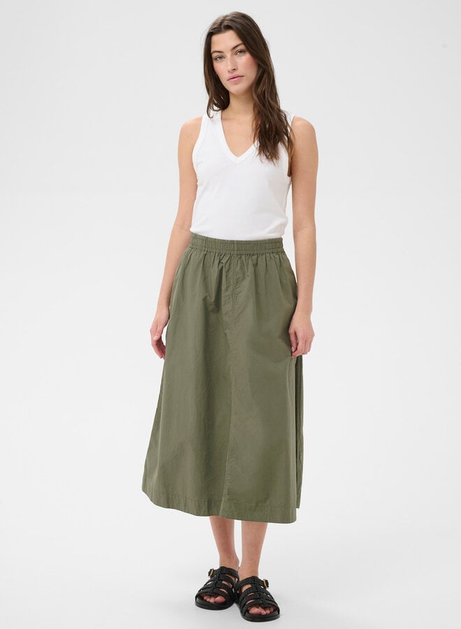 Jupe midi Part Two Asmina à taille élastique vert olive fumé