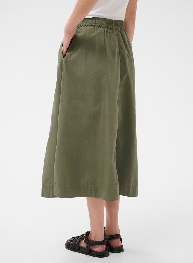 Jupe midi Part Two Asmina à taille élastique vert olive fumé