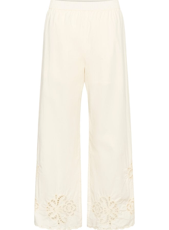 Pantalon Part Two Agnethe à broderies anglaises écru