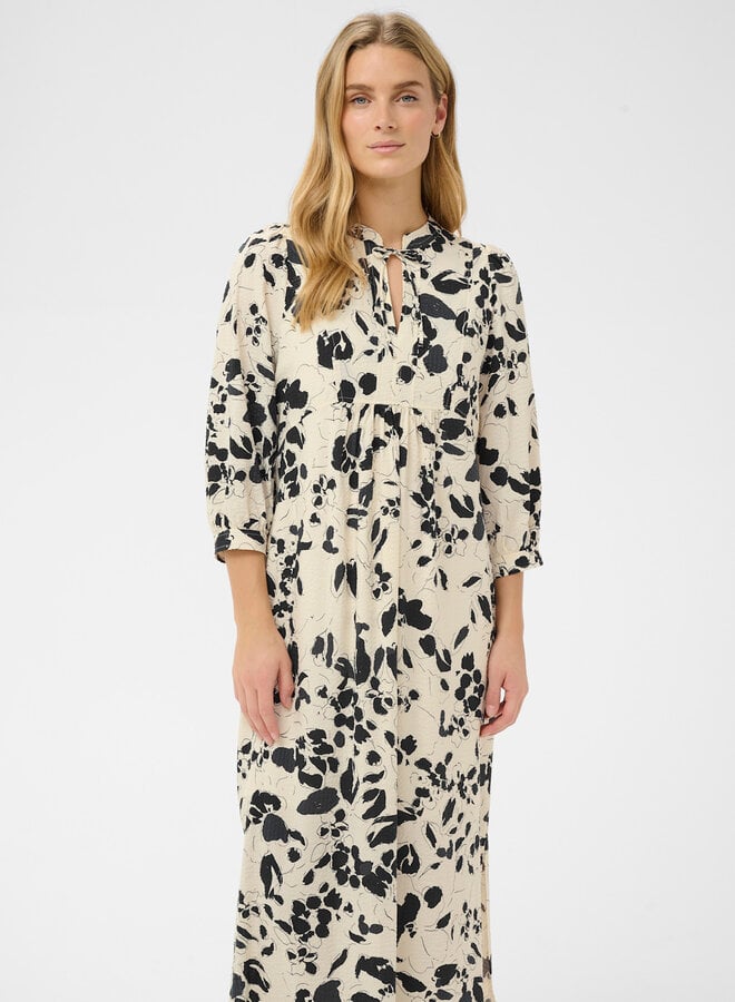 Robe longue Part Two Alessa écrue imprimée bleu marine