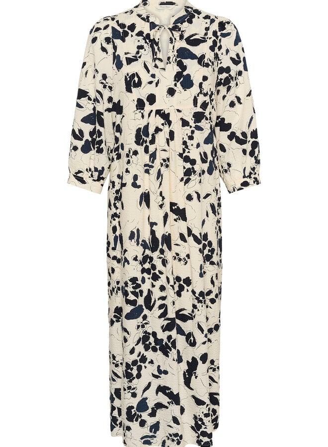 Robe longue Part Two Alessa écrue imprimée bleu marine