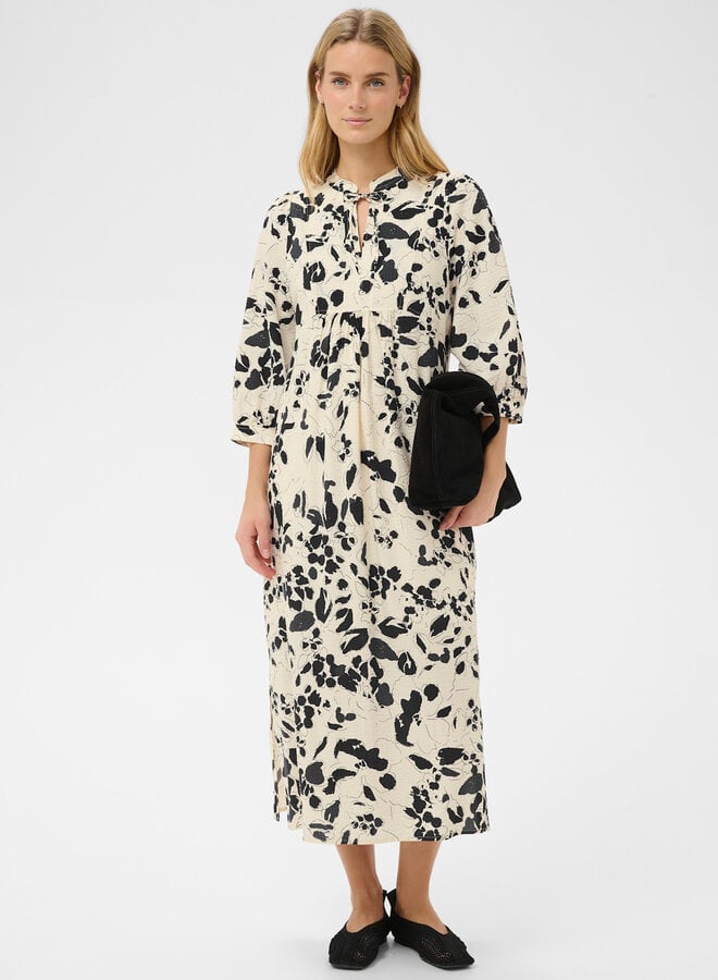 Robe longue Part Two Alessa écrue imprimée bleu marine