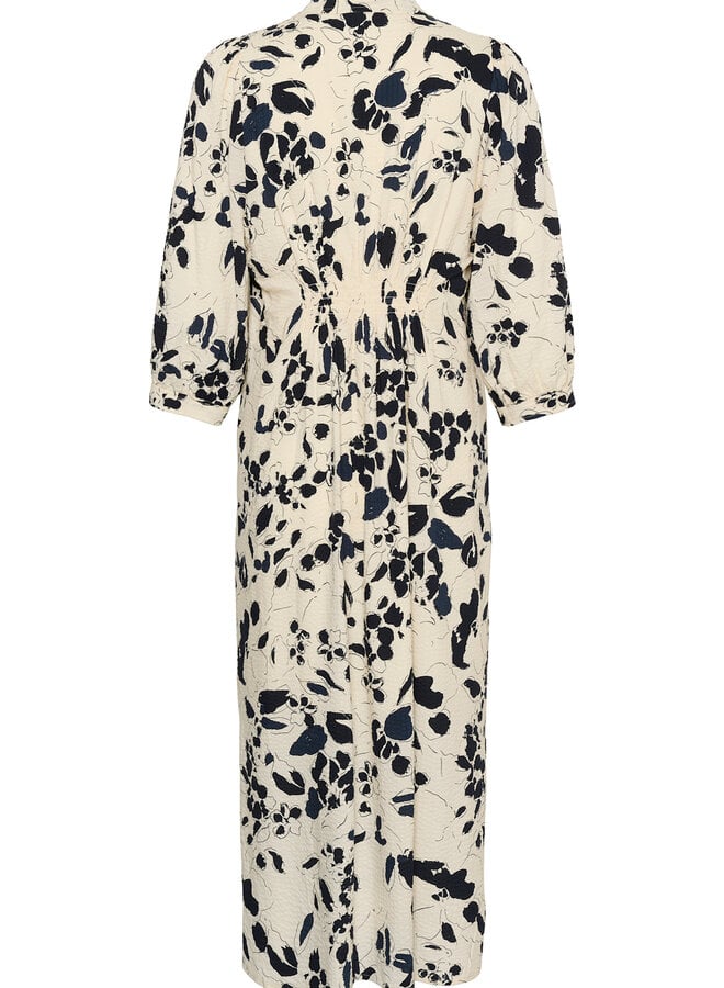 Robe longue Part Two Alessa écrue imprimée bleu marine