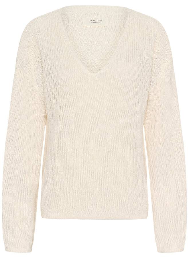 Tricot Part Two Etronas à col V en lin écru