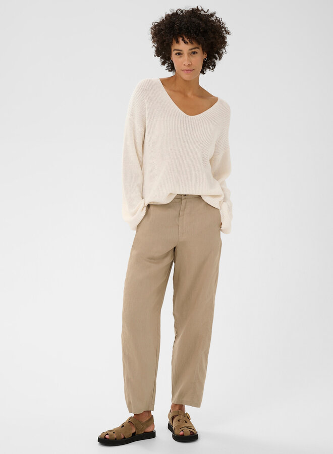 Tricot Part Two Etronas à col V en lin écru