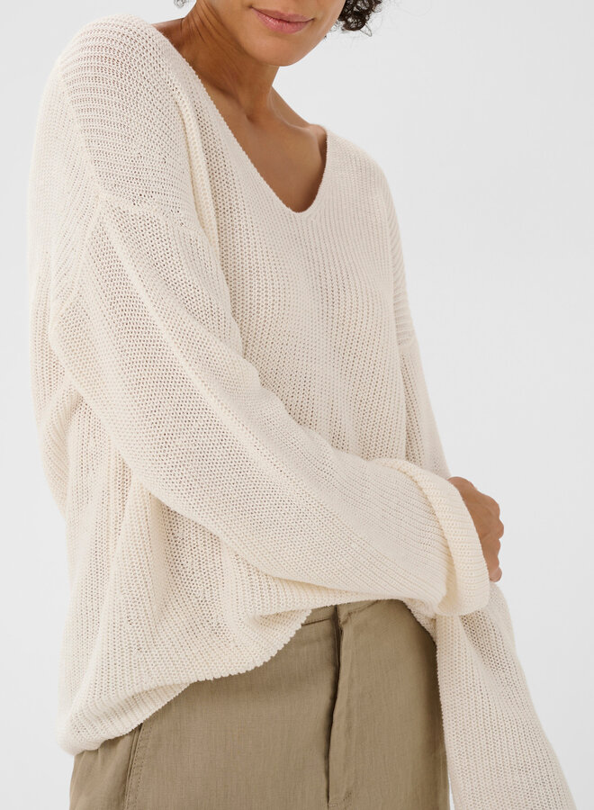 Tricot Part Two Etronas à col V en lin écru