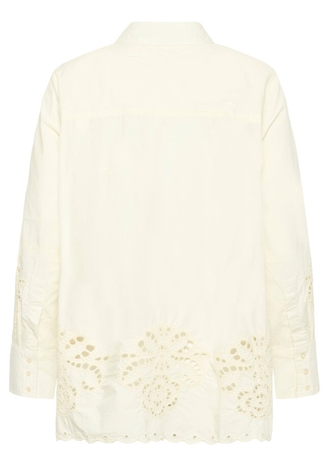 Blouse Part Two Annaline à col classique à broderies anglaises écrue