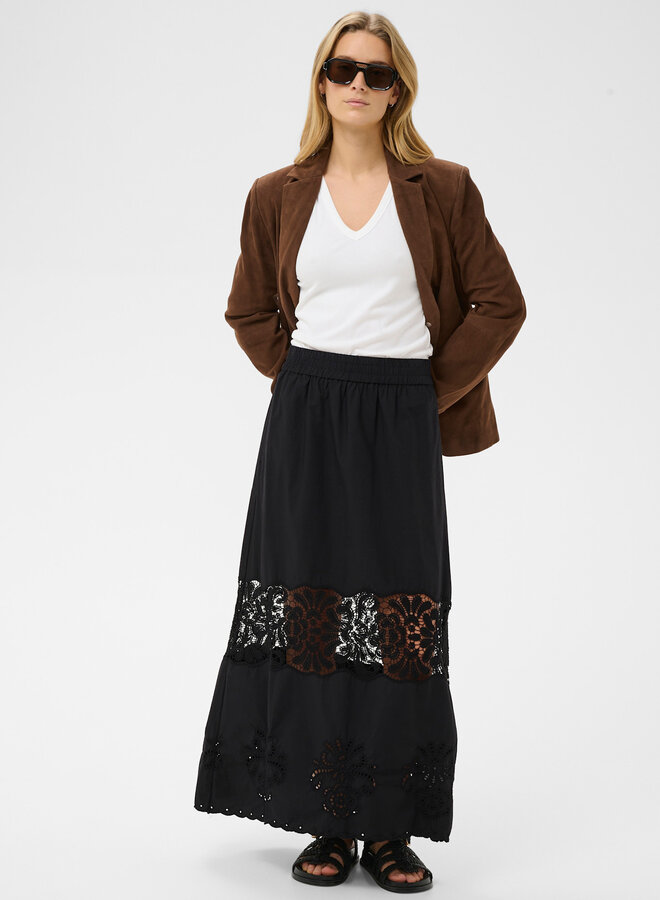 Jupe longue Part Two Ancia à bandes de dentelle noire