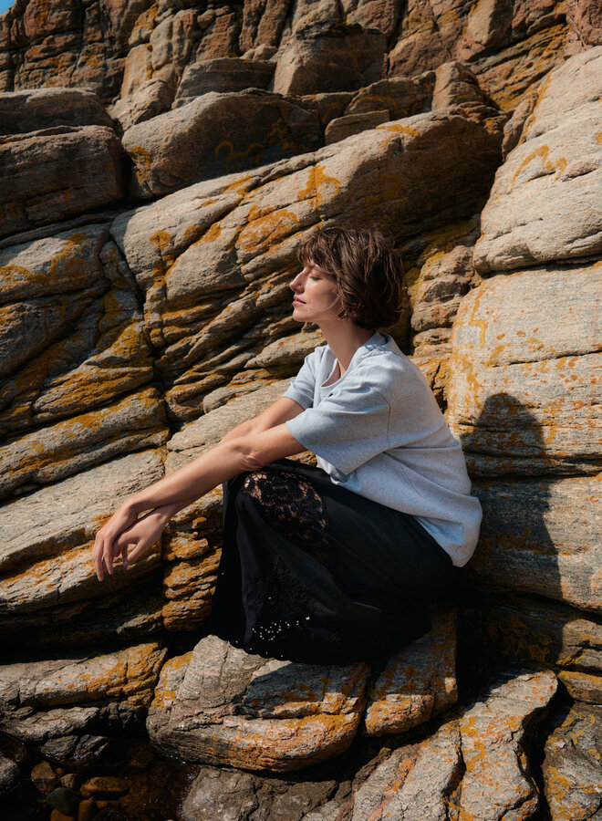 Jupe longue Part Two Ancia à bandes de dentelle noire