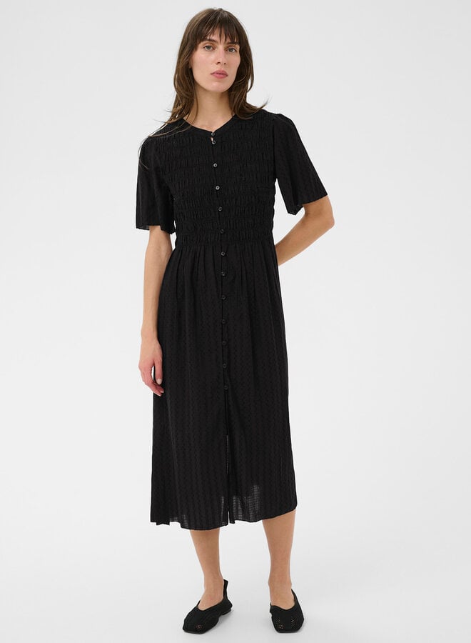 Robe longue Part Two Anella à manches courtes  noire