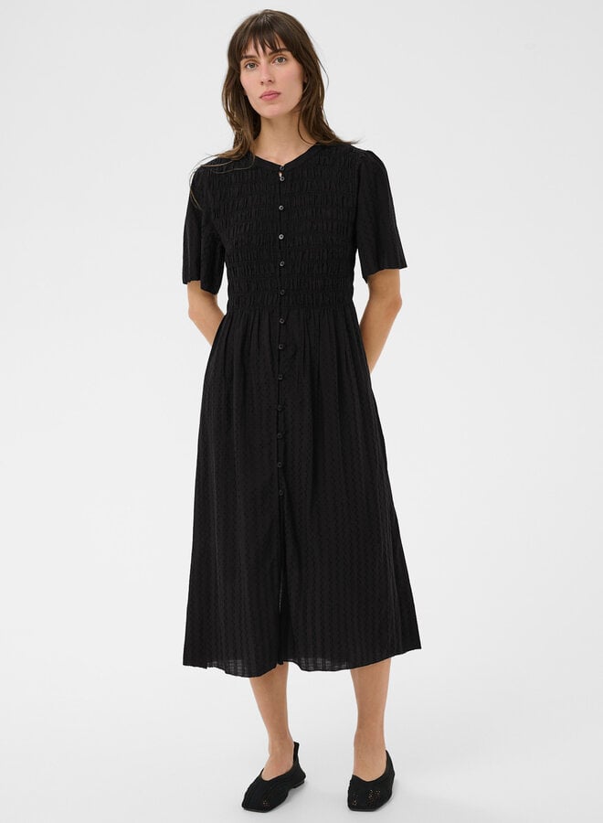 Robe longue Part Two Anella à manches courtes  noire