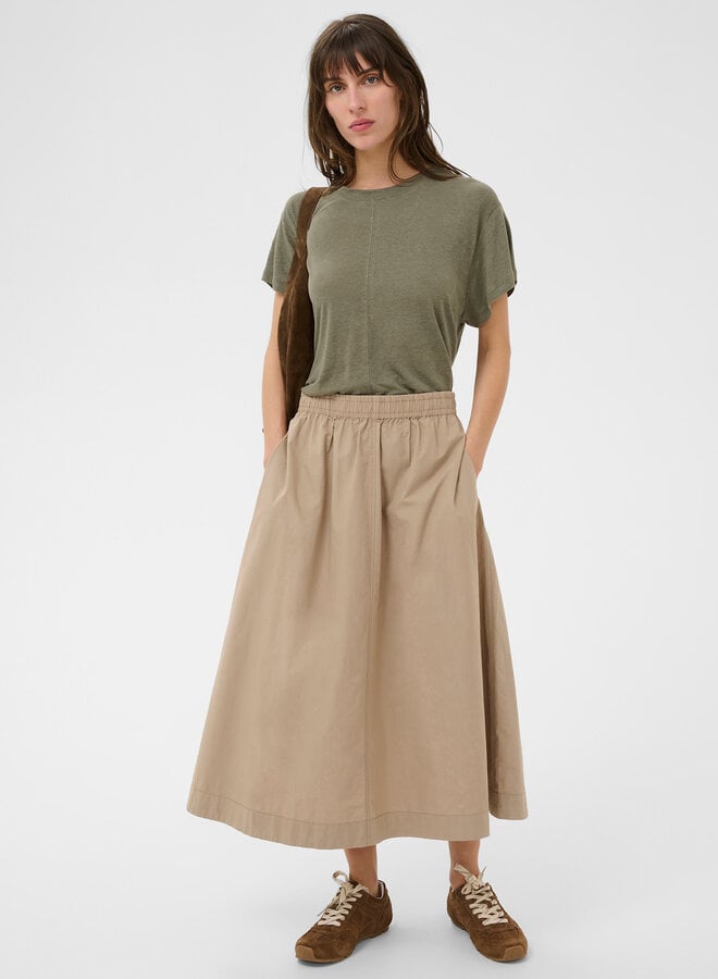 T-shirt Part Two Anemona en lin olive fumée