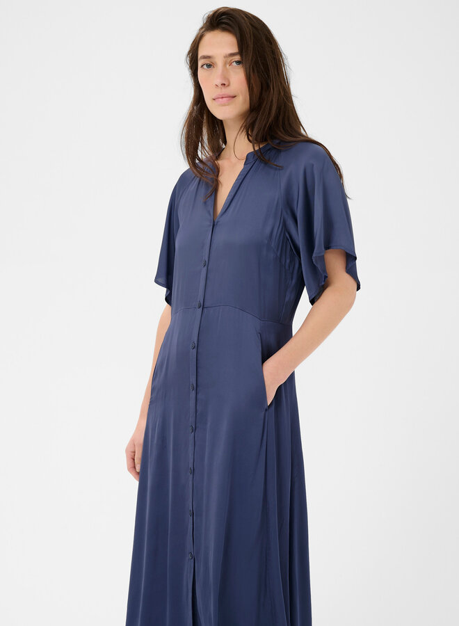 Robe longue Part Two Alaja satinée bleu indigo