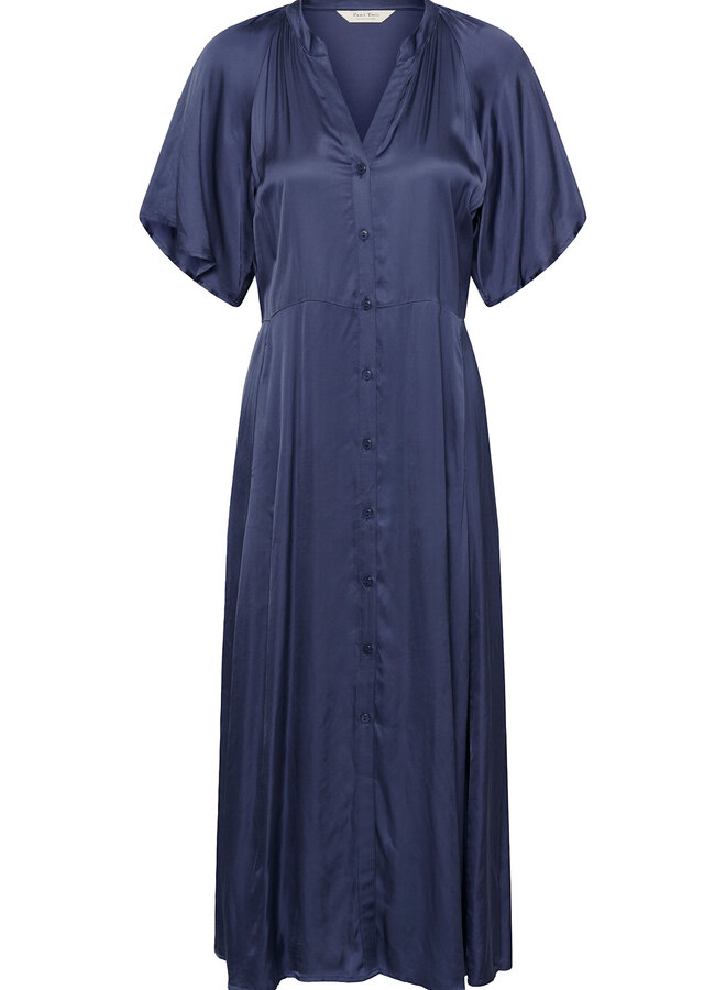 Robe longue Part Two Alaja satinée bleu indigo