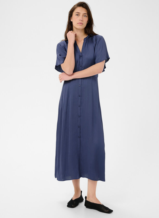 Robe longue Part Two Alaja satinée bleu indigo