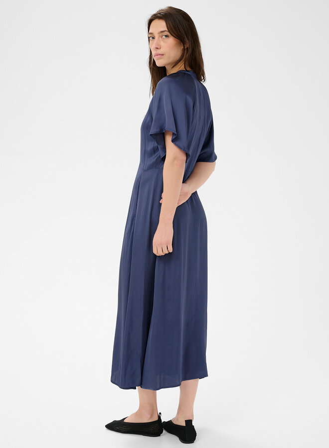 Robe longue Part Two Alaja satinée bleu indigo