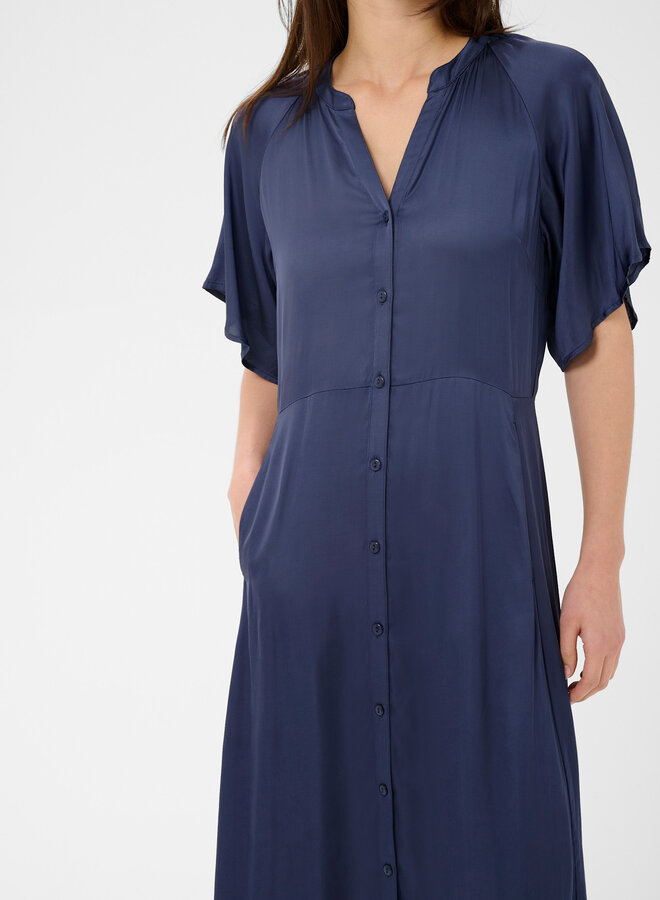 Robe longue Part Two Alaja satinée bleu indigo