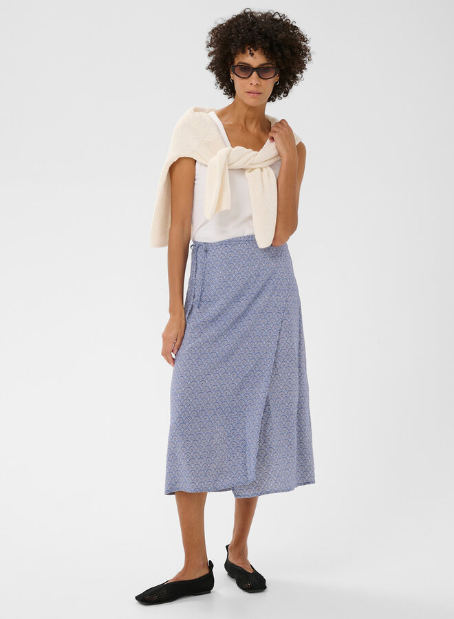Jupe portefeuille Part Two Ariele imprimée bleu indigo
