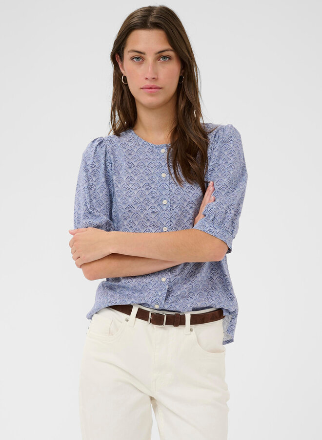 Blouse Part Two Azra imprimée bleu indigo