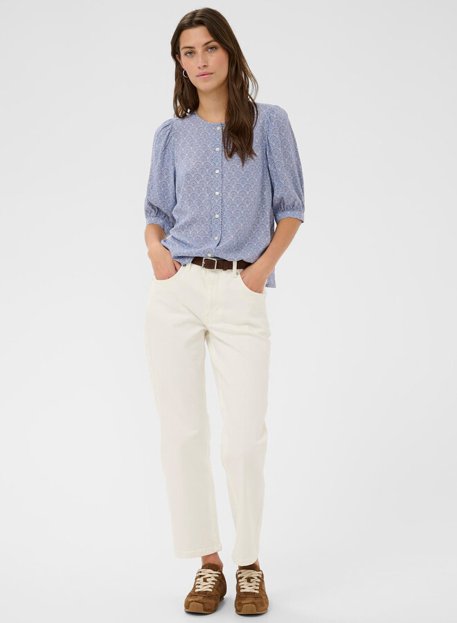 Blouse Part Two Azra imprimée bleu indigo