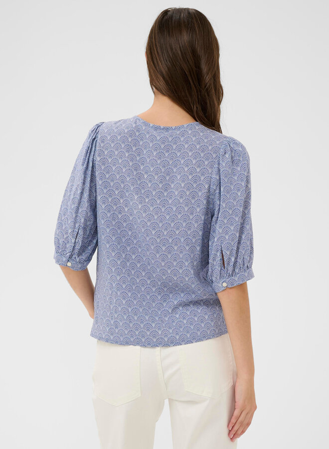 Blouse Part Two Azra imprimée bleu indigo