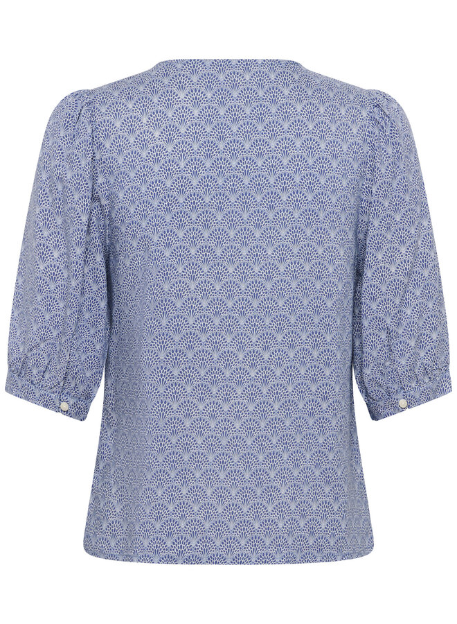 Blouse Part Two Azra imprimée bleu indigo