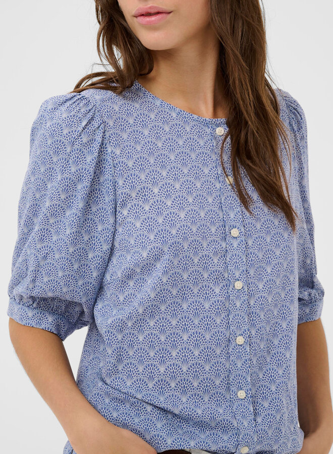 Blouse Part Two Azra imprimée bleu indigo