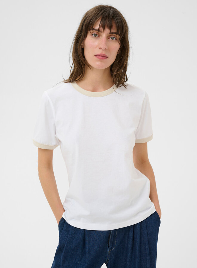 T-shirt Part Two Angelita blanc à bordures beiges