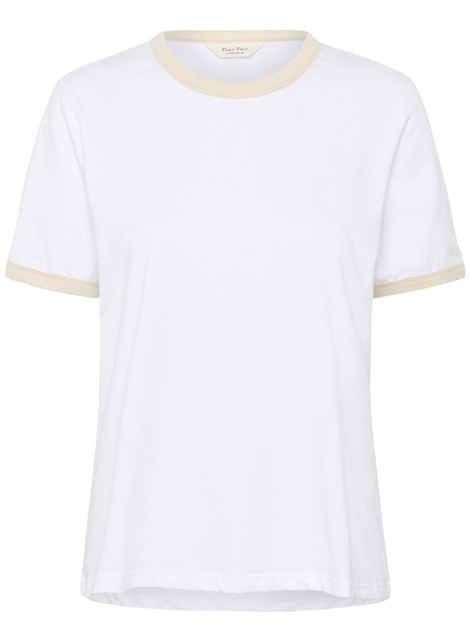 T-shirt Part Two Angelita blanc à bordures beiges
