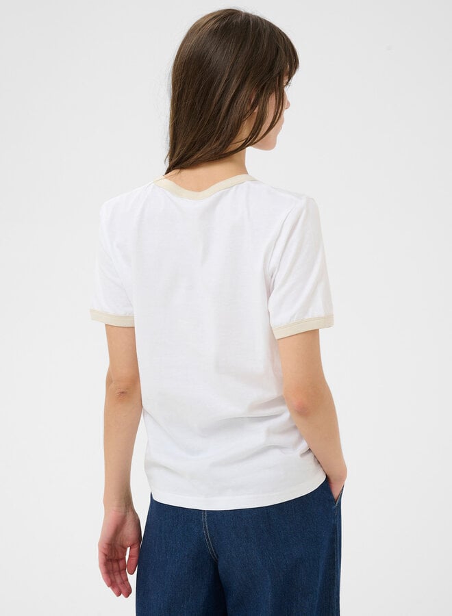 T-shirt Part Two Angelita blanc à bordures beiges