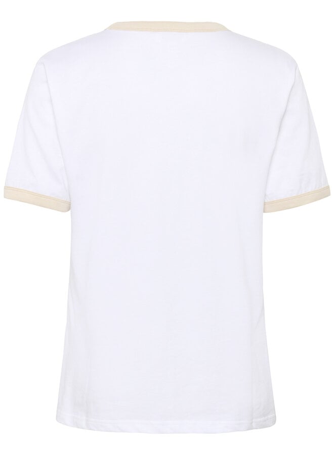 T-shirt Part Two Angelita blanc à bordures beiges