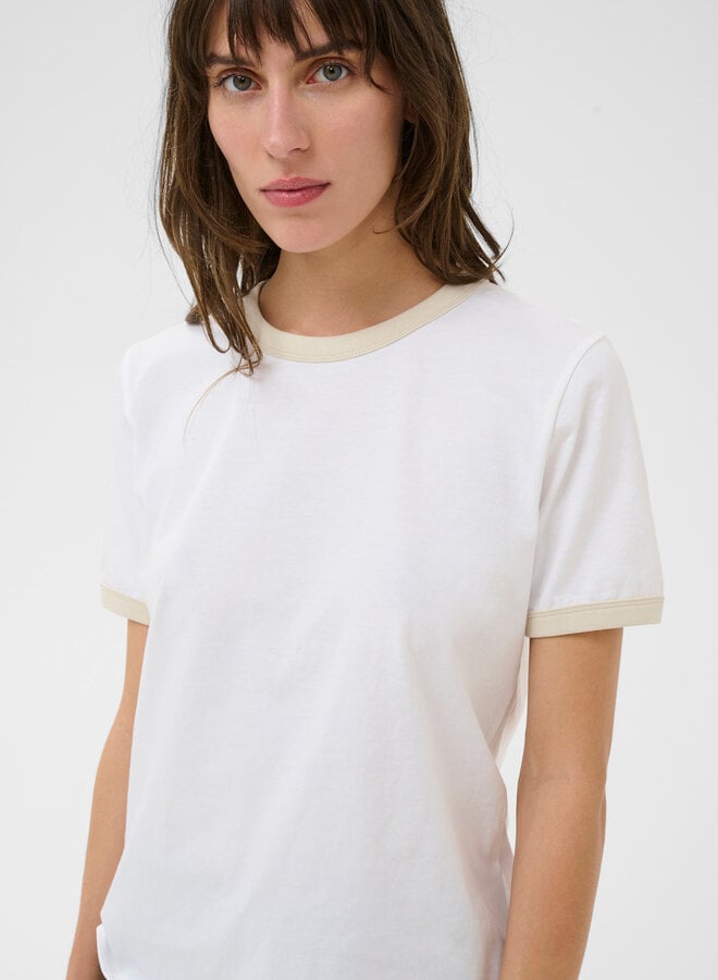 T-shirt Part Two Angelita blanc à bordures beiges