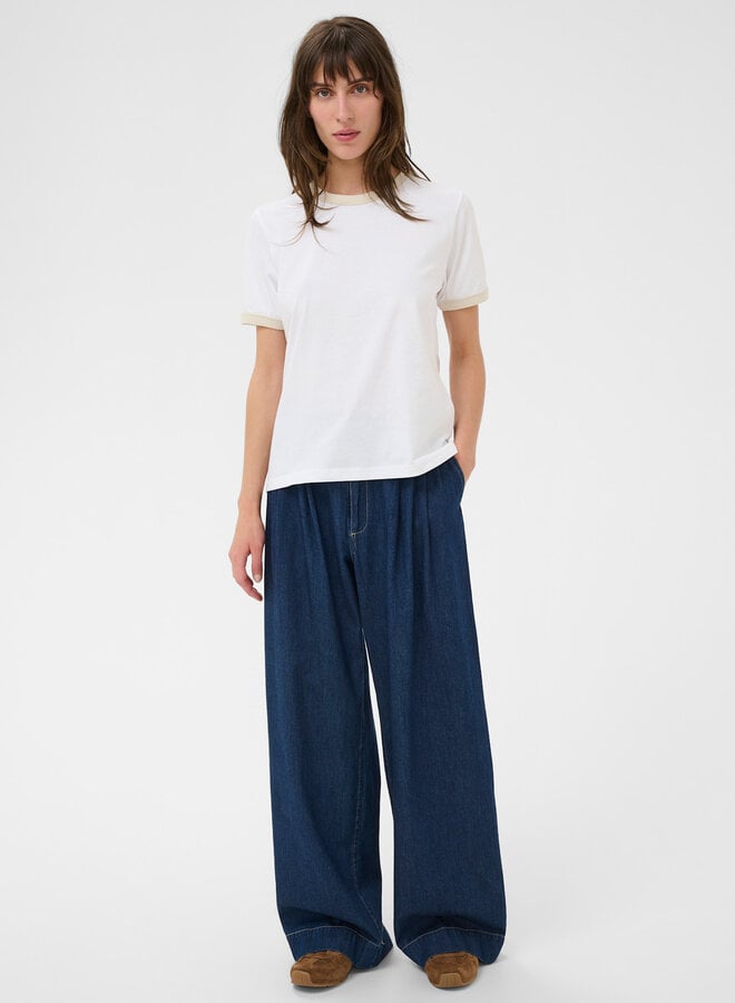 T-shirt Part Two Angelita blanc à bordures beiges