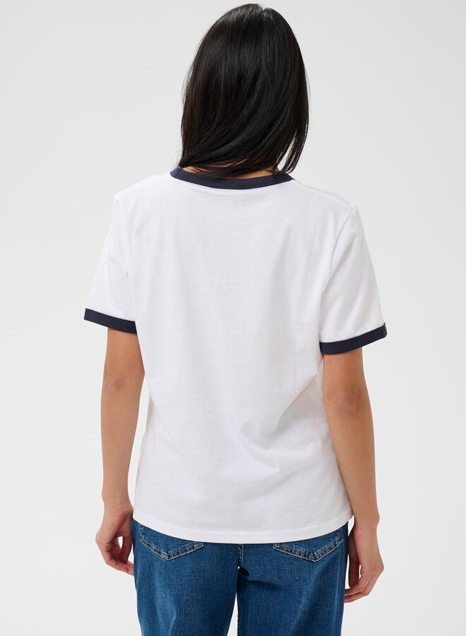 T-shirt Part Two Angelita blanc à bordures bleu marine