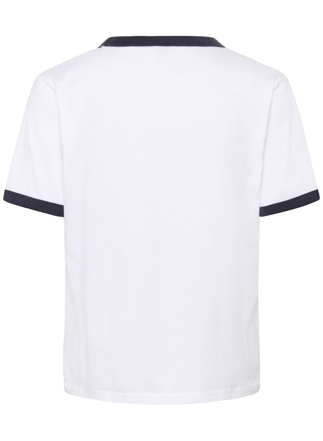 T-shirt Part Two Angelita blanc à bordures bleu marine