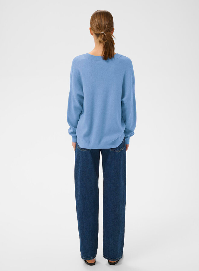 Tricot InWear Foster à col V bleu Côte d’Azur mélange