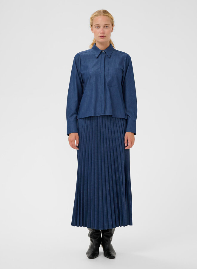 Jupe longue InWear Cherrie à plis bleu denim foncé