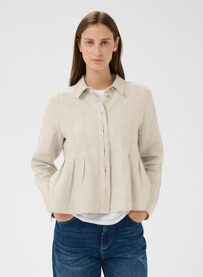 Chemise InWear Dilana à col classique & plis beige lin naturel