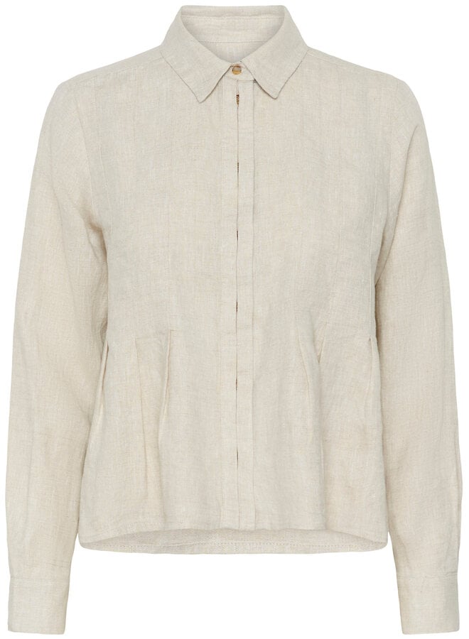 Chemise InWear Dilana à col classique & plis beige lin naturel