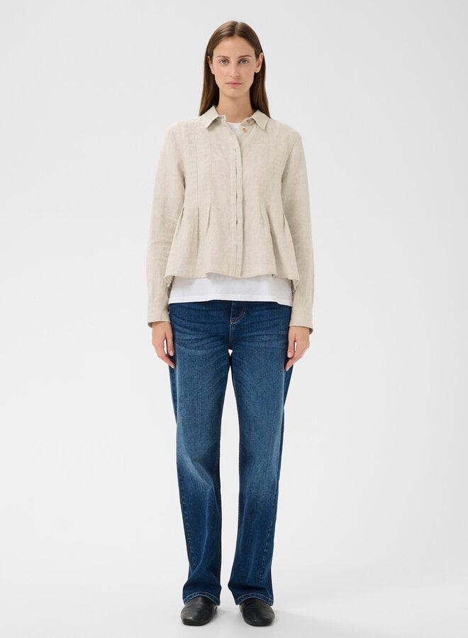 Chemise InWear Dilana à col classique & plis beige lin naturel