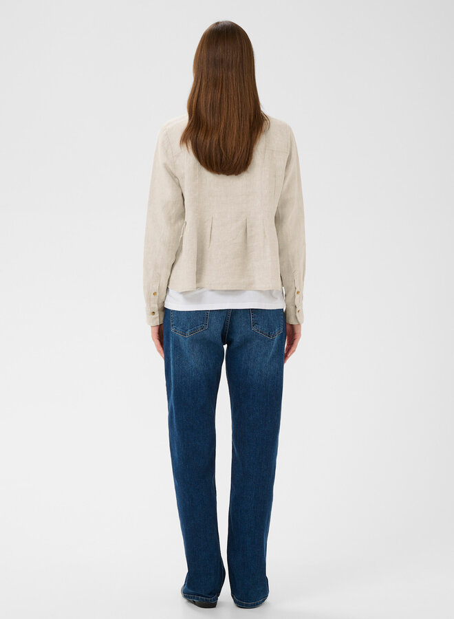 Chemise InWear Dilana à col classique & plis beige lin naturel