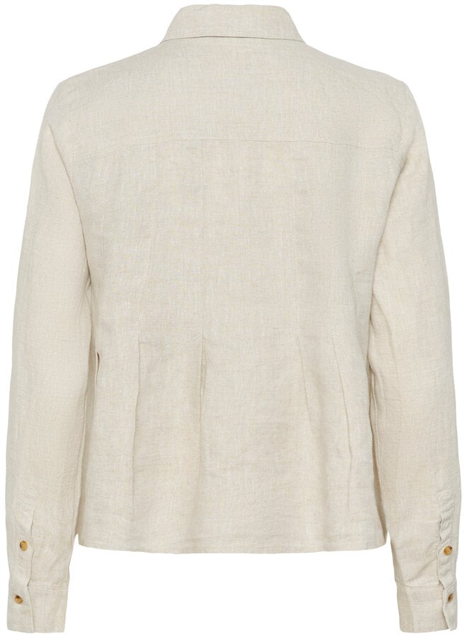 Chemise InWear Dilana à col classique & plis beige lin naturel