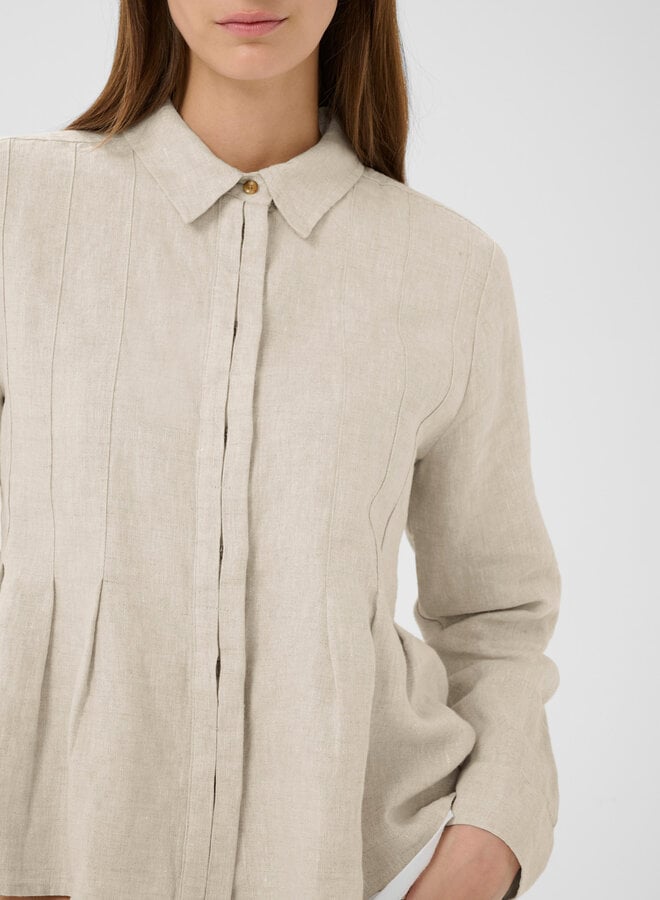 Chemise InWear Dilana à col classique & plis beige lin naturel