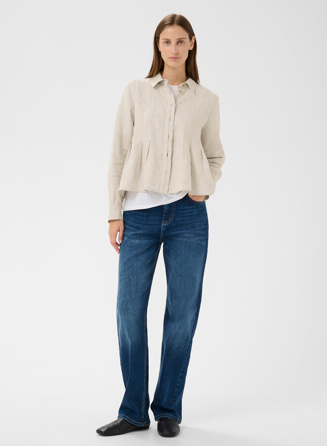 Chemise InWear Dilana à col classique & plis beige lin naturel