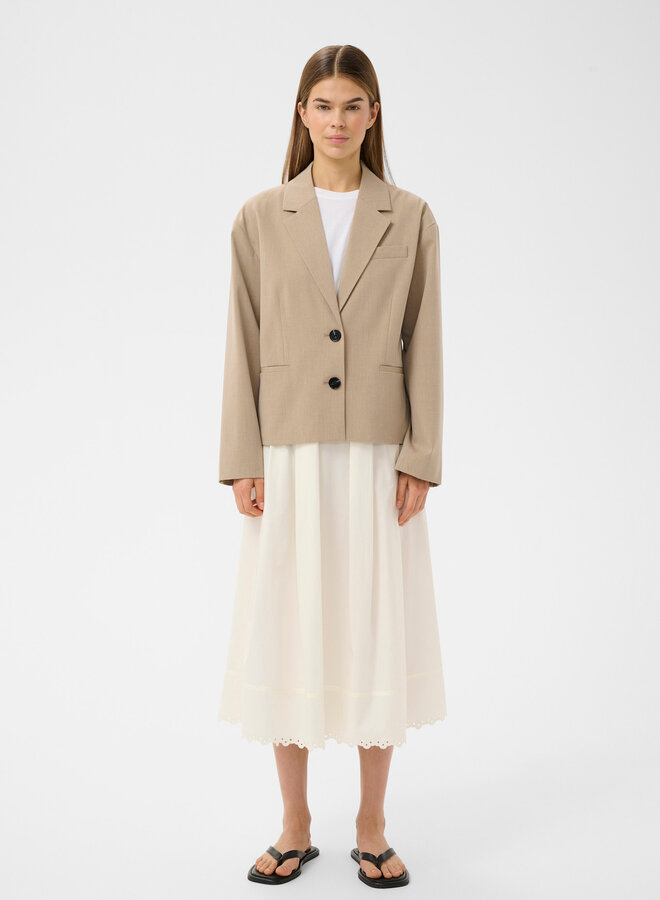 Jupe midi InWear Lia à plis & broderies au bas écrue