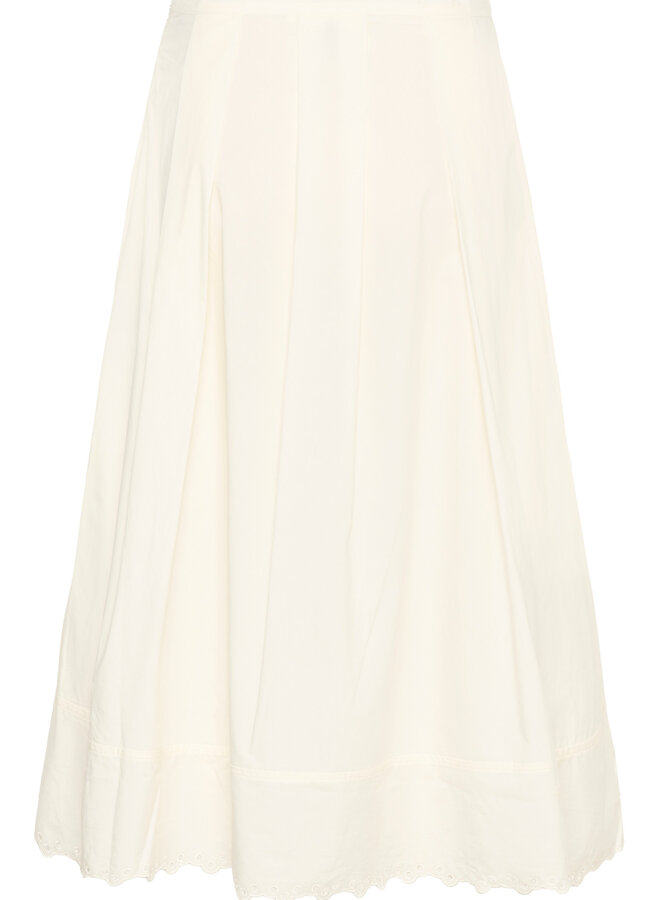 Jupe midi InWear Lia à plis & broderies au bas écrue